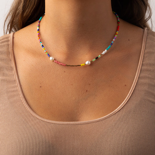 Joanna Necklace - Freshwater Pearls + Beads