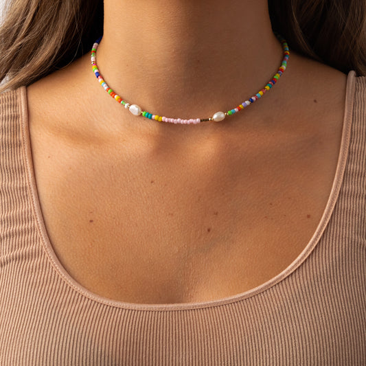 Jolene Necklace - Freshwater Pearls + Beads