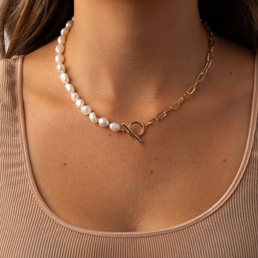 Kyle Necklace - 18K Gold Plated + Real Freshwater Pearls