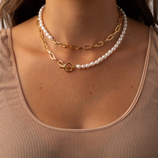 Lydia Necklace  - 18K Gold Plated + Real Freshwater Pearls