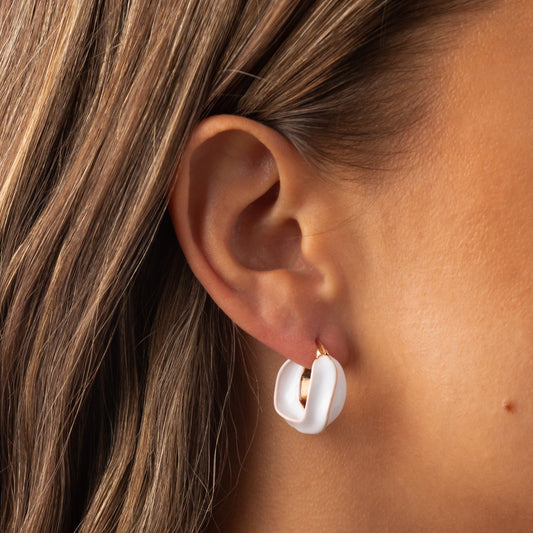 Meghan Earring - White - Enamel